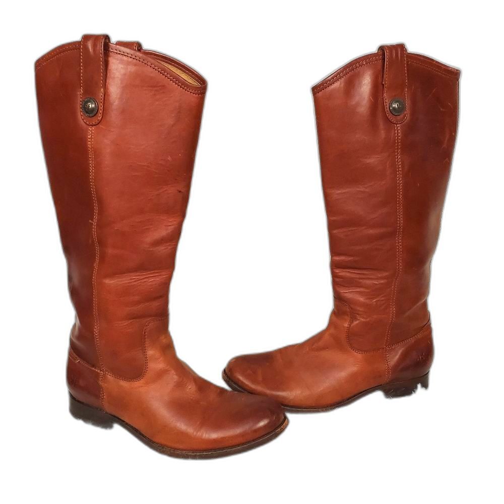 Frye Melissa Button Leather Tall Riding Boots Slip On Brown Fall Boot Size 7.5